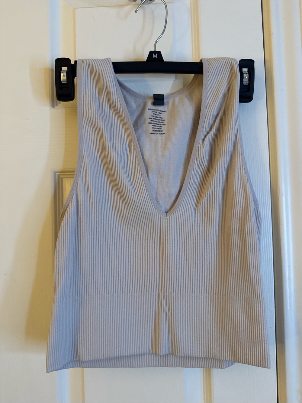 Sleeveless V-Neck Ribbed Tank Top - Light Gray